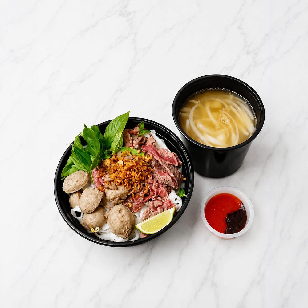 Soupe Pho au Bœuf et Boulettes de Bœuf